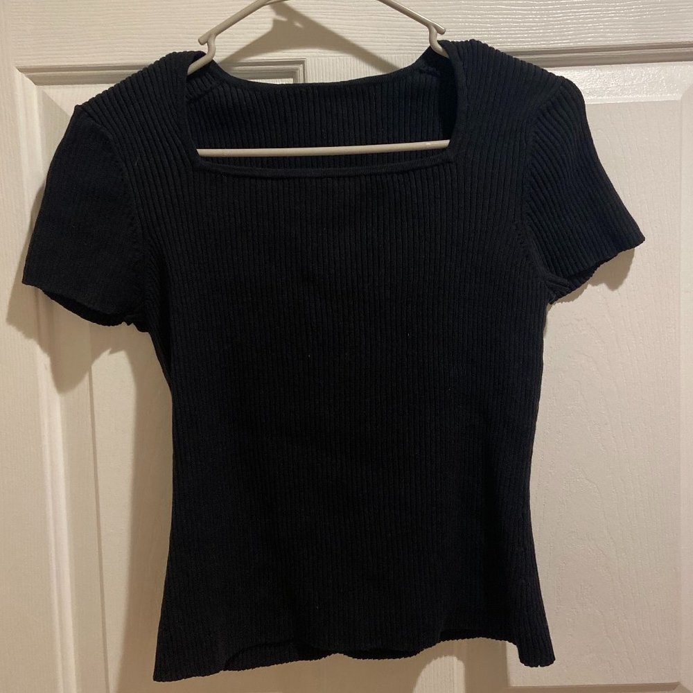 Black Square Neck Tee